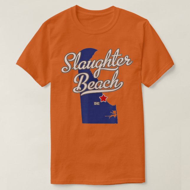 Camiseta Mapa de Slaughter Beach Delaware DE (Frente do Design)