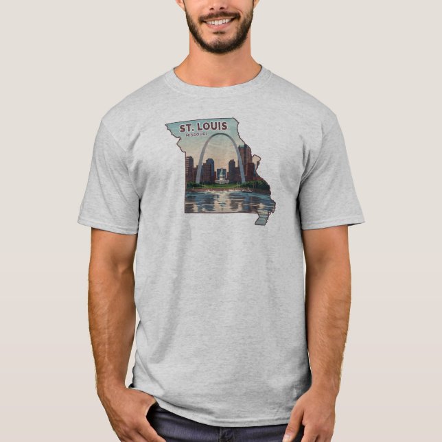 Camiseta Mapa de St. Louis Missouri (Frente)