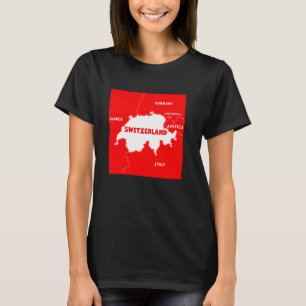 Camiseta Mapa de suiça em cores de sinalizador. País vizinh