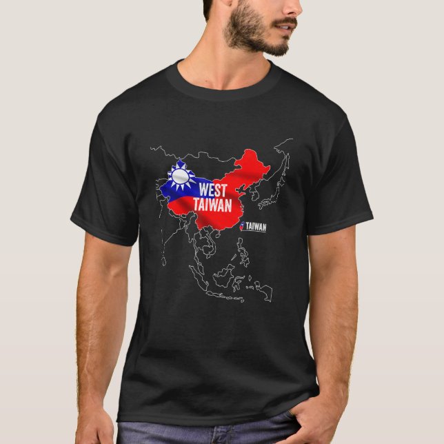 Camiseta Mapa de Taiwan Ocidental China I Love Taiwan Flag  (Frente)
