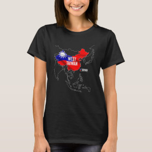Camiseta Mapa de Taiwan Ocidental China I Love Taiwan Flag