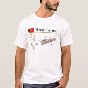 Camiseta Mapa de Timor Leste + Sinalizador + Título T-Shir