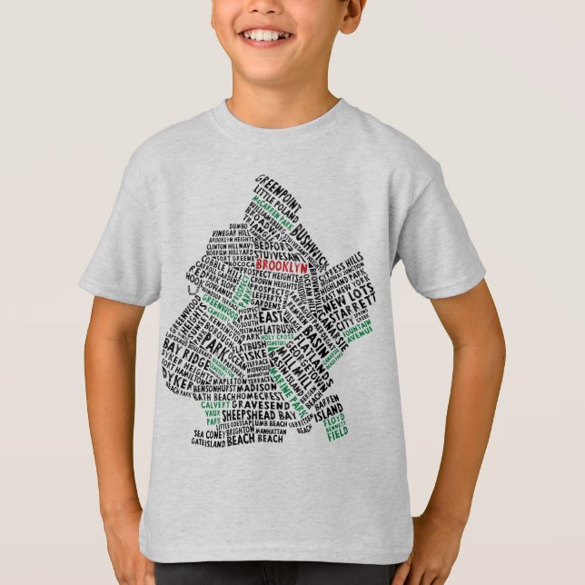 Camiseta Mapa de Tipografia do Brooklyn NYC (Frente)