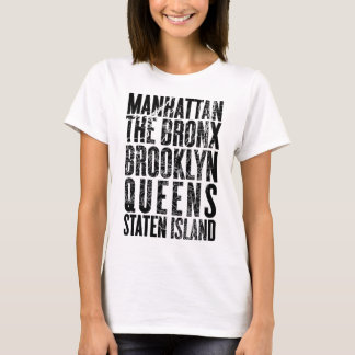 Camiseta Mapa de Tipografia dos Boroughs Nova Iorque minima