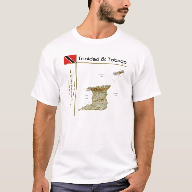 Camiseta Mapa de Trinidad e Tobago + Sinalizador + Título T (Frente)