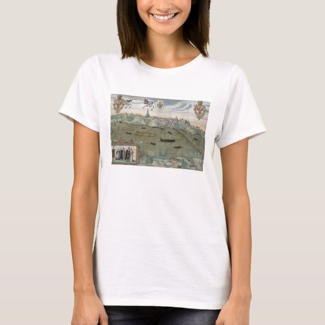 Camiseta Mapa de Varsóvia, de Civitates Orbis Terrarum, por (Frente)
