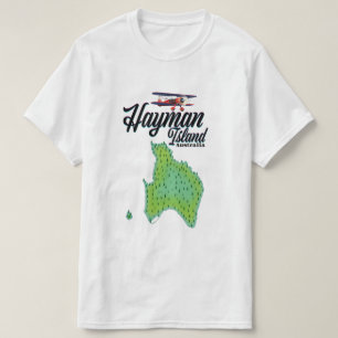 Camiseta Mapa de viagem antigo da Ilha Hayman.