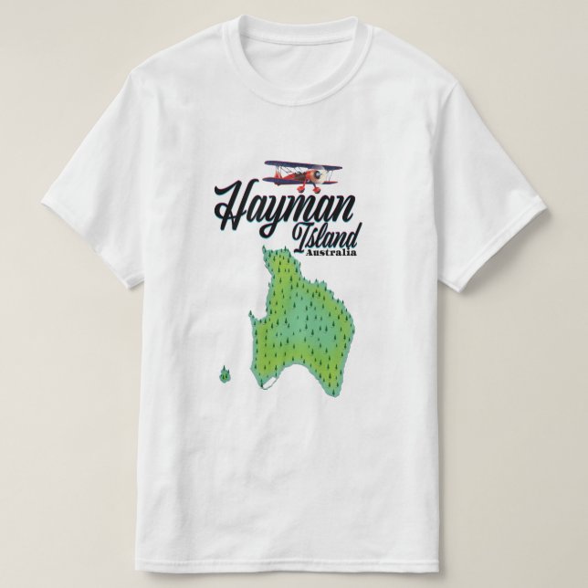 Camiseta Mapa de viagem antigo da Ilha Hayman. (Frente do Design)
