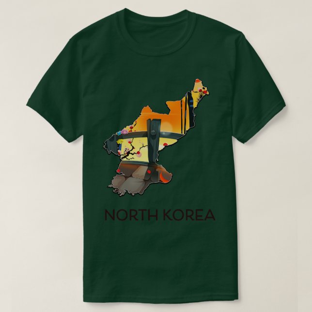 Camiseta Mapa de viagem da Coreia do Norte (Frente do Design)