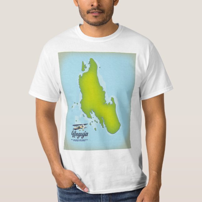 Camiseta Mapa de viagem da Ilha de Unguja (Frente)
