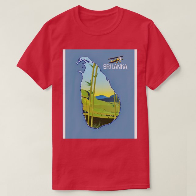 Camiseta Mapa de viagem da ilha do Sri Lanka (Frente do Design)