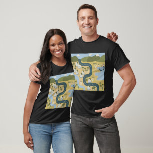 Camiseta mapa de viagem de férias do cenário de cartoon na