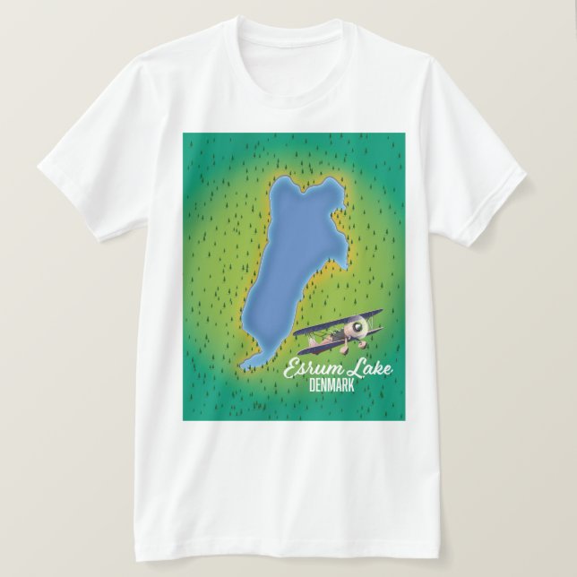 Camiseta Mapa de viagem do Lago Esrum Dinamarca (Frente do Design)