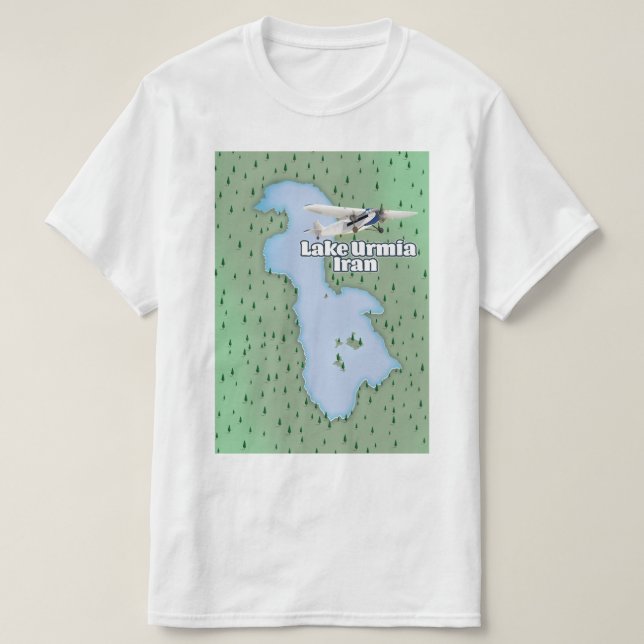 Camiseta Mapa de Viagem do Lago Urmia Irã (Frente do Design)