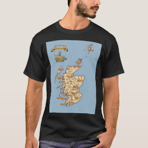 Camiseta Mapa de viagem ilustrado da Escócia