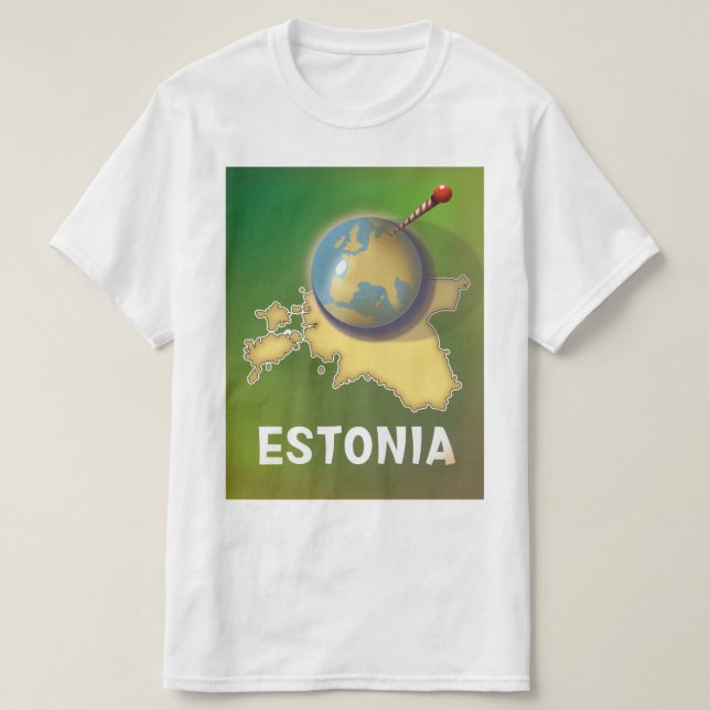 Camiseta Mapa de viagem vintage da Estônia (Frente do Design)