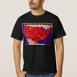 Camiseta Mapa de viagem vintage do Bureau de Turismo dos Es