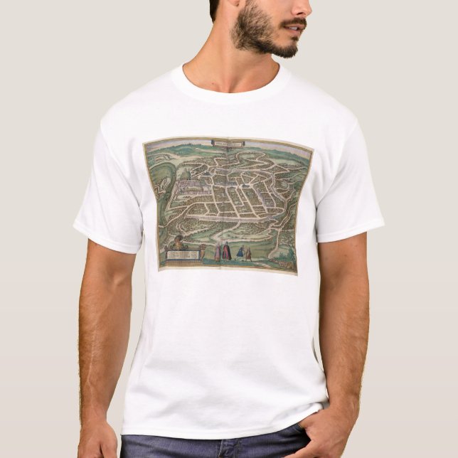 Camiseta Mapa de Vilnius, Lithuania, 'de Civitates Orbis T (Frente)