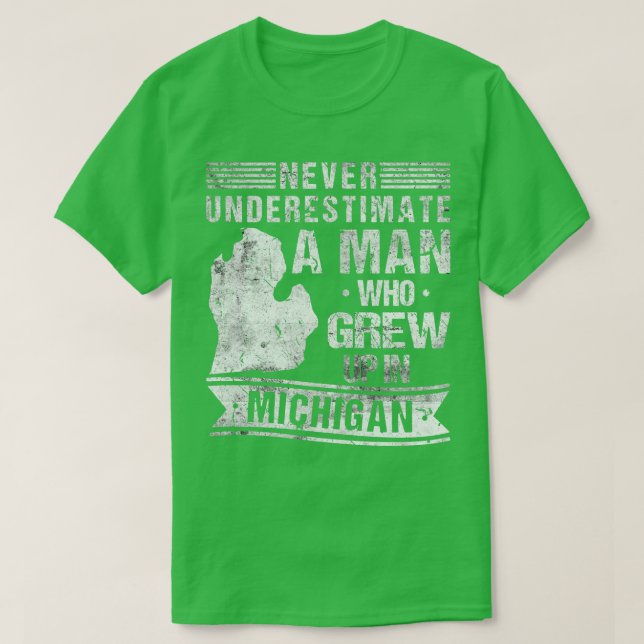 Camiseta Mapa de Vintage Michigan (Frente do Design)