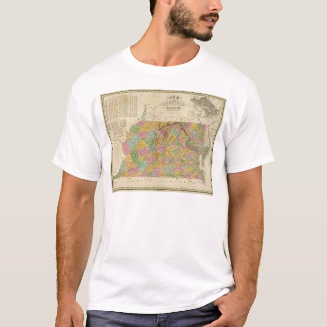 Camiseta Mapa de Virgínia e de Maryland (Frente)