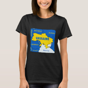 Camiseta Mapa Desenhado à Mão da Ucrânia