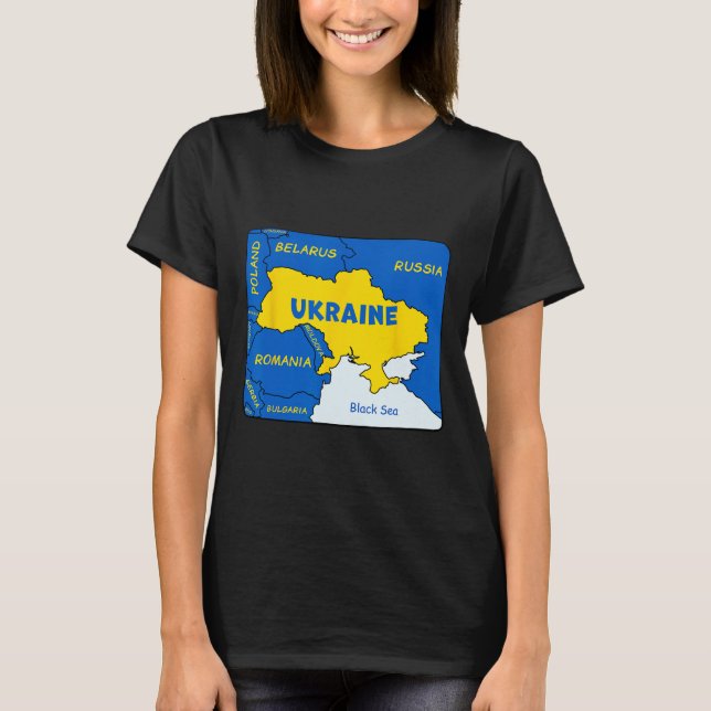Camiseta Mapa Desenhado à Mão da Ucrânia (Frente)