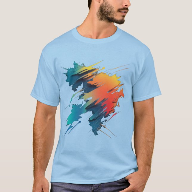 Camiseta Mapa dinâmico de Abstrato: cores douradas e Design (Frente)