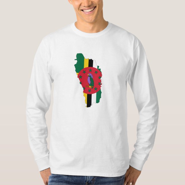 Camiseta Mapa DM da bandeira de Dominica (Frente)