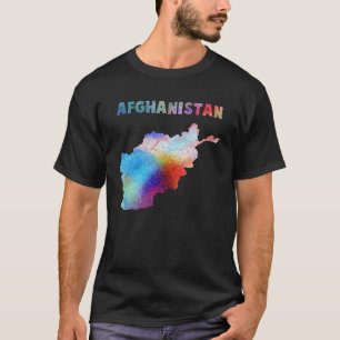 Camiseta Mapa do Afeganistão em Aquarela Multicolor Arte di