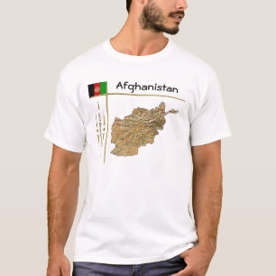 Camiseta Mapa do Afeganistão + Sinalizador + Título T-Shi