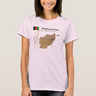 Camiseta Mapa do Afeganistão + Sinalizador + Título T-Shirt