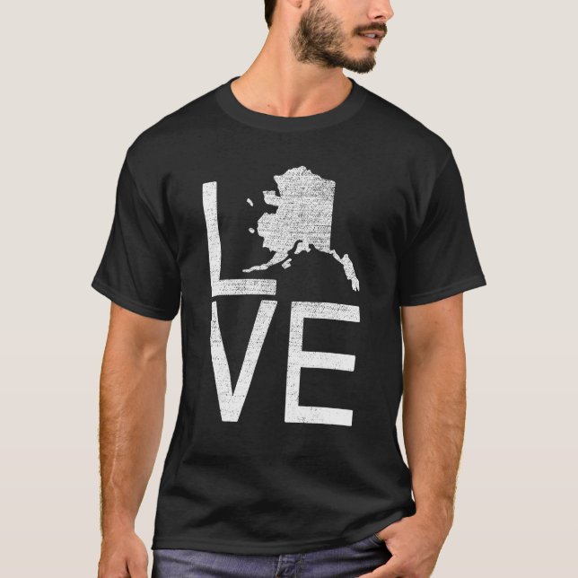 Camiseta Mapa do Amor do Estado Fã dos EUA, no Alasca, orgu (Frente)