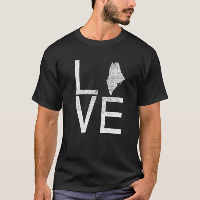 Camiseta Mapa do Amor Maine do Estado Fã Americano Orgulhos (Frente)