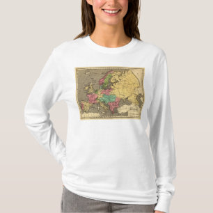 Camiseta Mapa do atlas colorido da mão de Europa