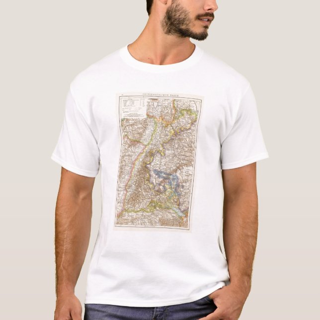 Camiseta Mapa do atlas de Baden Alemanha (Frente)