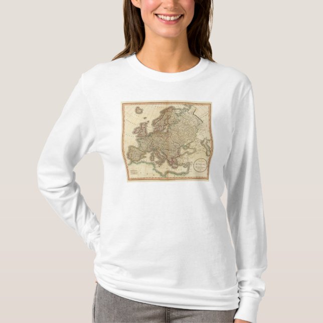 Camiseta Mapa do atlas de Europa (Frente)