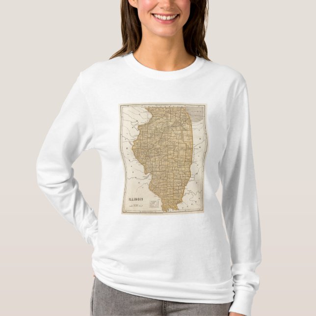 Camiseta Mapa do atlas de Illinois (Frente)