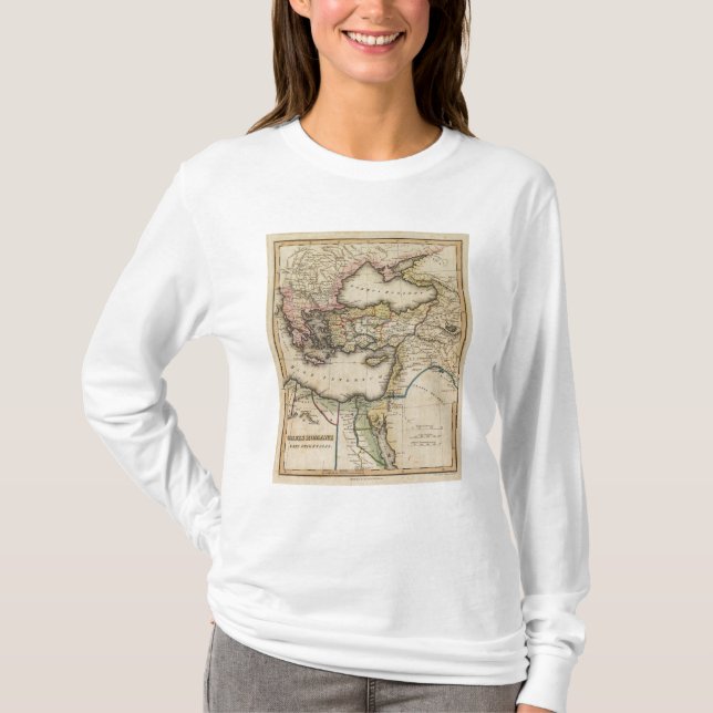 Camiseta Mapa do atlas de Médio Oriente (Frente)