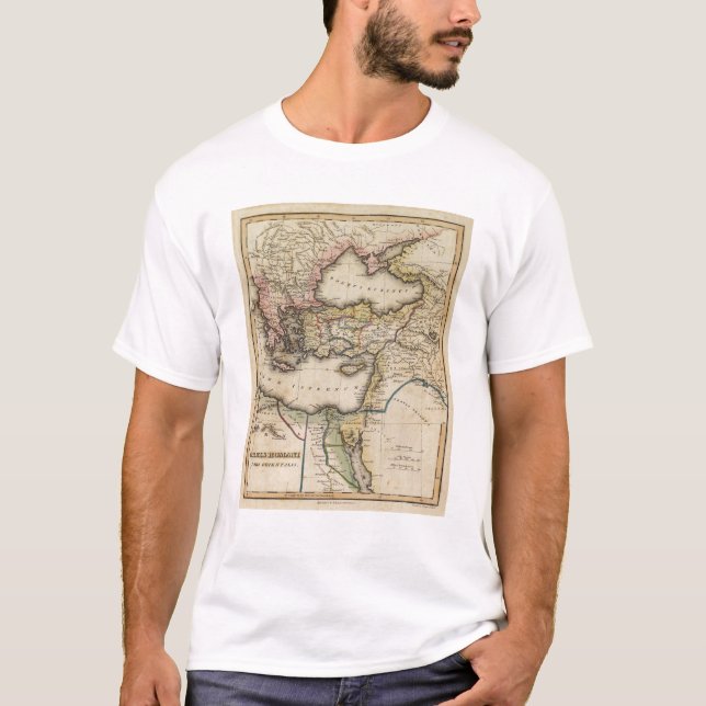Camiseta Mapa do atlas de Médio Oriente (Frente)