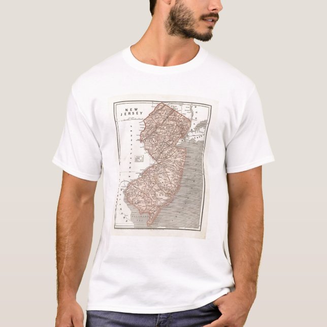Camiseta Mapa do atlas de New-jersey (Frente)