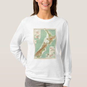 Camiseta Mapa do atlas de Nova Zelândia