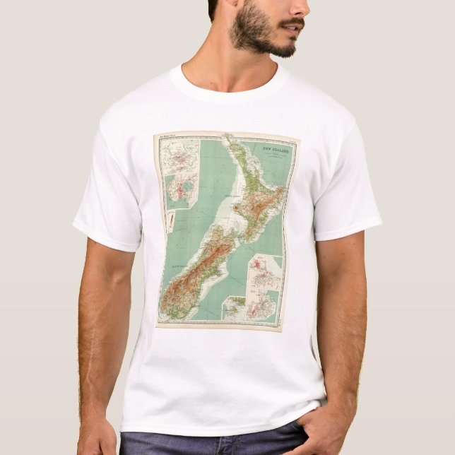 Camiseta Mapa do atlas de Nova Zelândia (Frente)