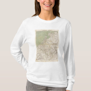 Camiseta Mapa do atlas de Países Baixos e de Bélgica