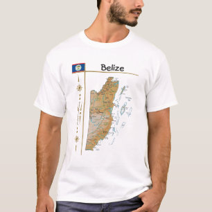 Camiseta Mapa do Belize + Sinalizador + Título T-Shirt