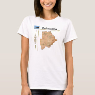 Camiseta Mapa do Botsuana + Sinalizador + Título T-Shirt