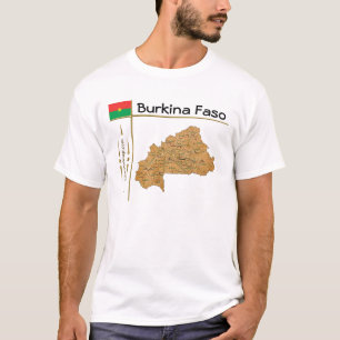 Camiseta Mapa do Burkina Faso + Sinalizador + Título T-Shi