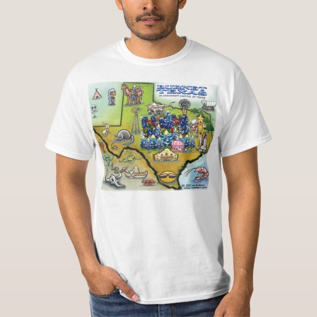 Camiseta Mapa do Burnet TEXAS (Frente)