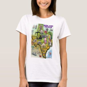 Camiseta Mapa do Cartoon do Texas Midland