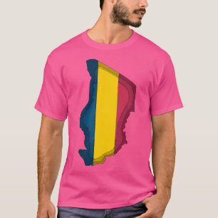 Camiseta Mapa do Chade com Bandeira do Chade