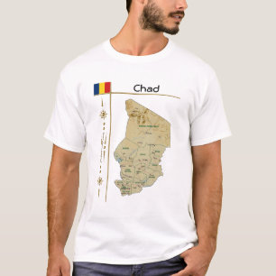 Camiseta Mapa do Chade + Sinalizador + Título T-Shirt